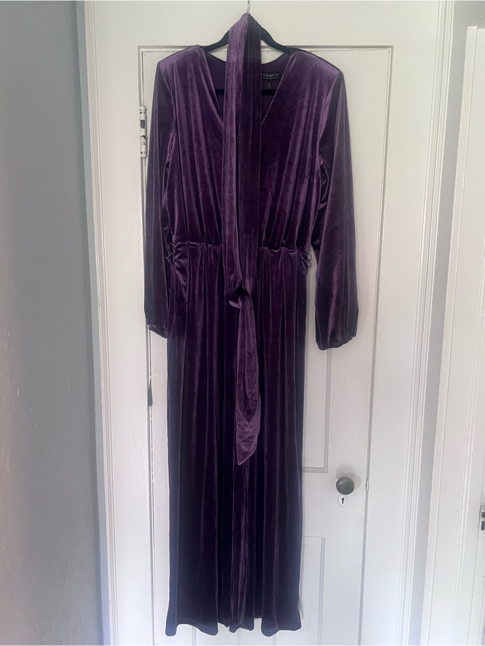 ELOQUII Purple Velvet Wide Leg Jumpsuit Size 16 NWT Belted